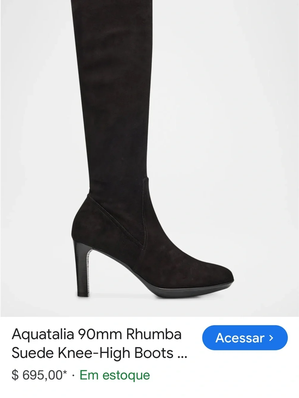 Aqualia Black Over-the-Knee Pointed Toe Stretch Boots with Side Zipper , Italy
